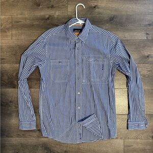 Orvis River Guide Shirt Mens Small Blue Check Fishing Fly Fishing Vented UPF